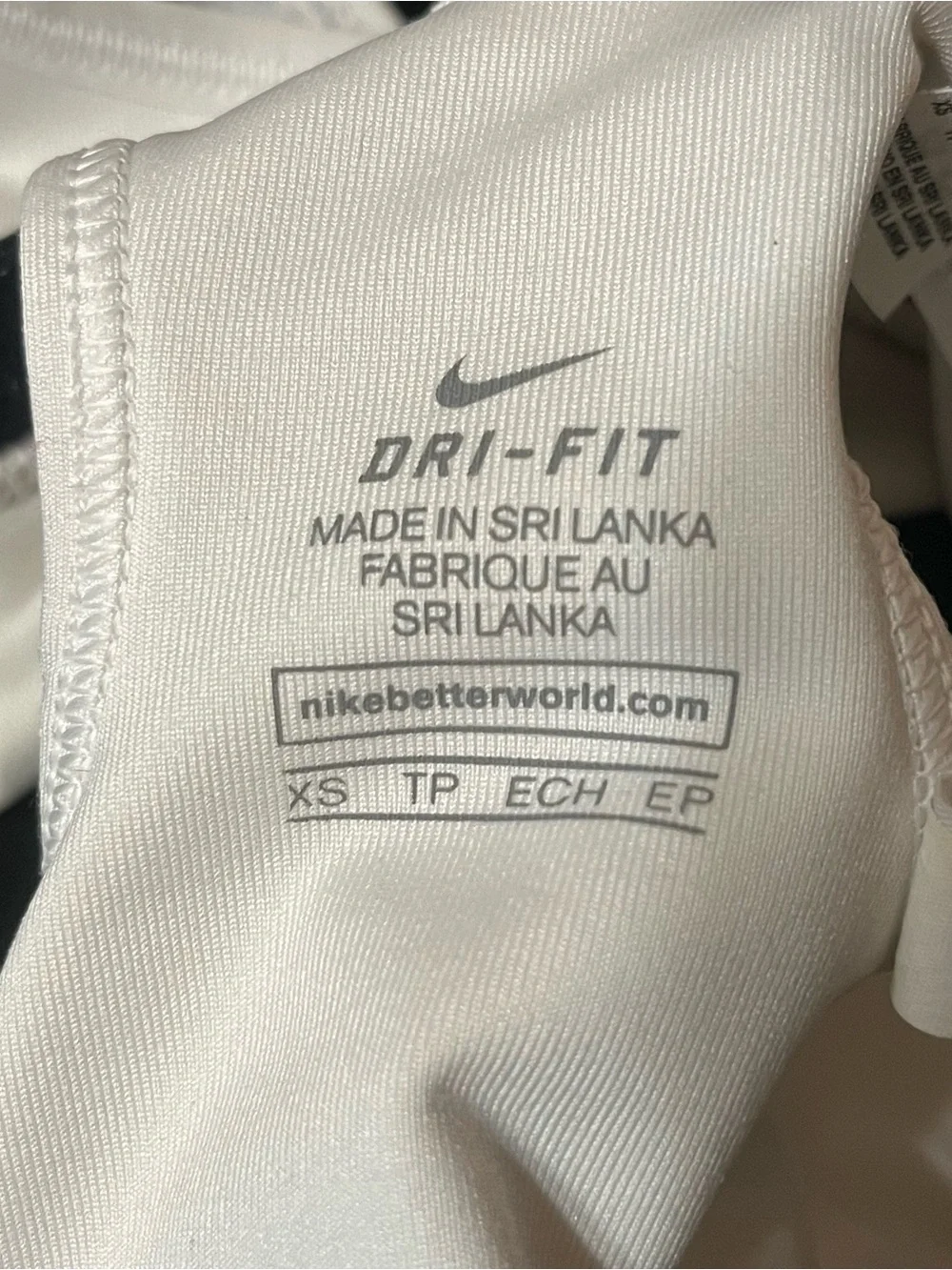 Nike White and Black Racerback Sports Bra